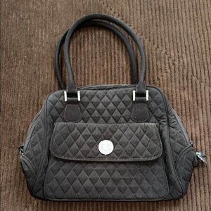 Vera Bradley Quilted Black Handbag Leopard Interior